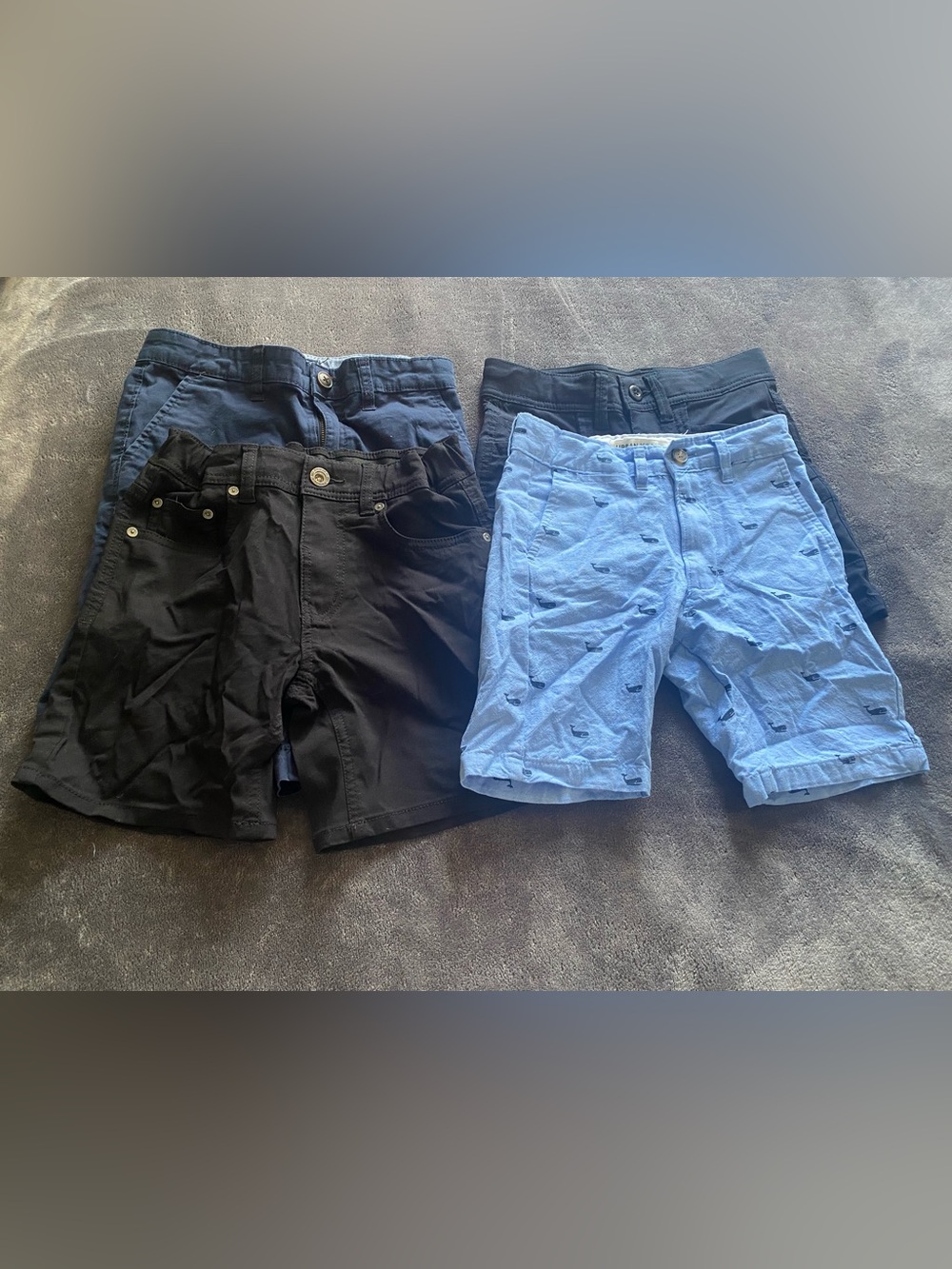 4 Pair Kids' Casual Shorts Bundle - Black & Light Blue
